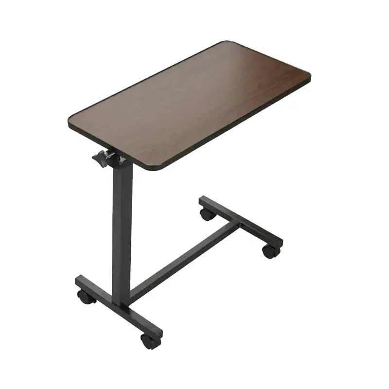 Adjustable Height Steel Frame Overbed Table for Home Comfort
